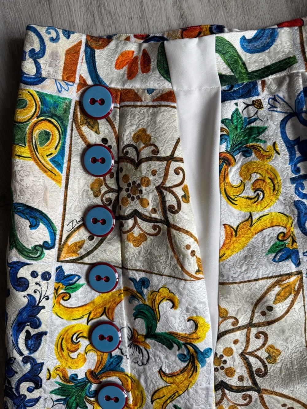 Dolce & Gabbana Majolica Lemon Mediterranean Tile Print Silk Skirt ALTERED SzMED - Picture 14 of 16